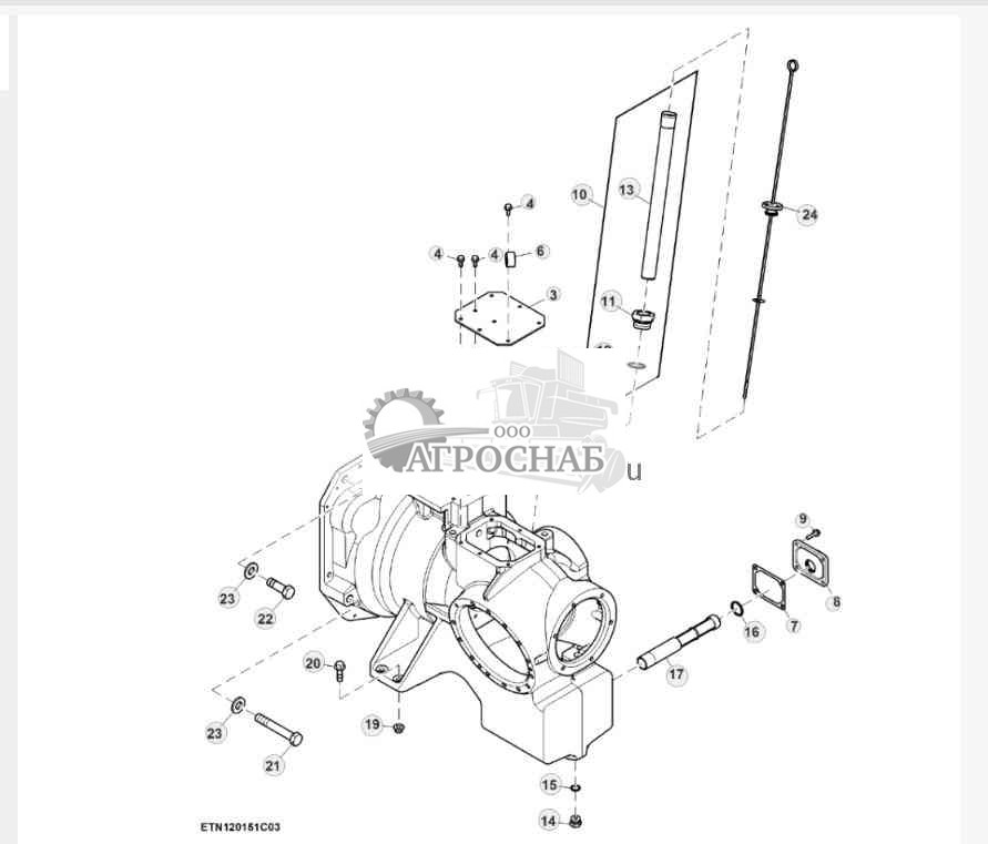 Корпус картера коробки передач двигателя, двигатели Tier 2 объемом 6,8 L 